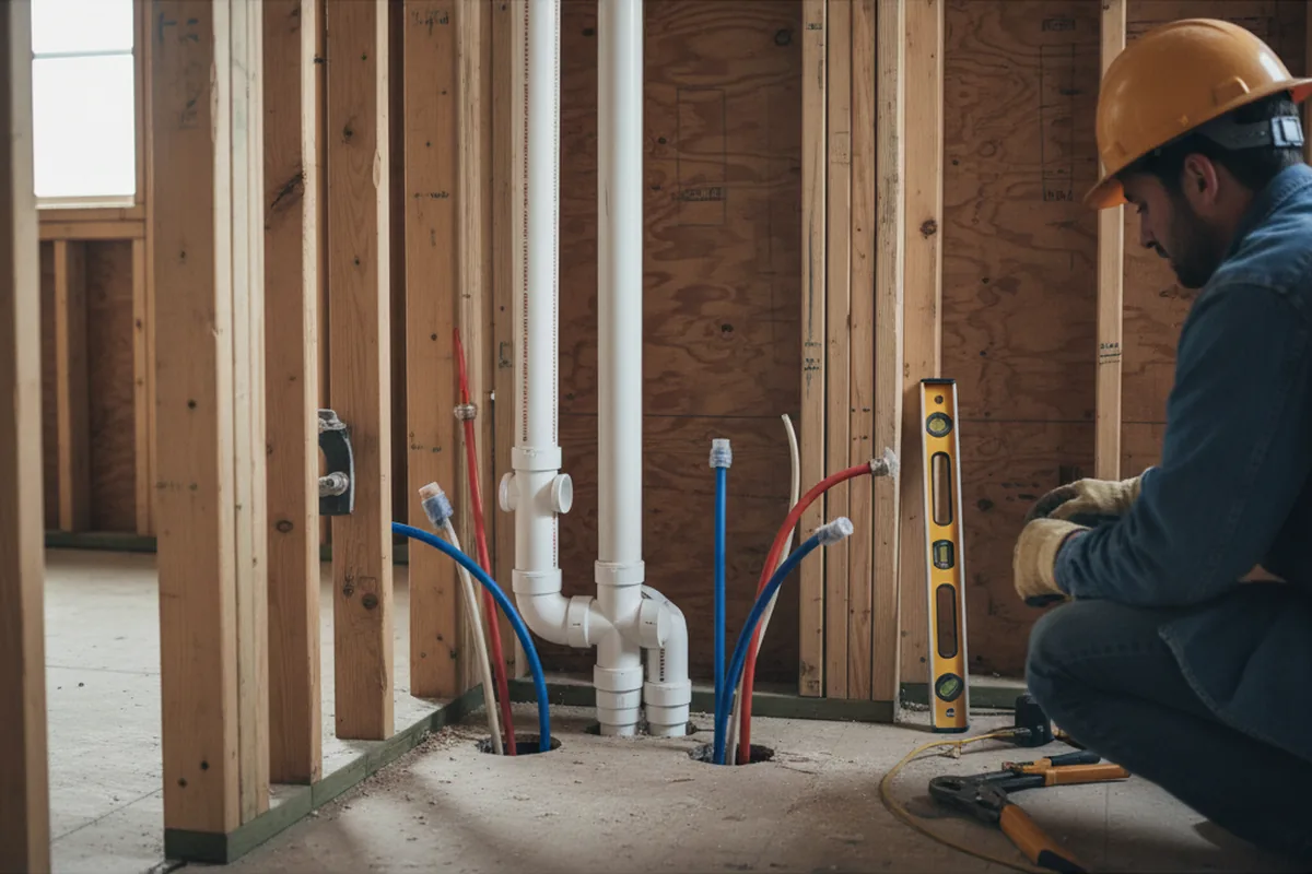 Drain and supply rough-in during Toilet Repair and Installation in Etoile